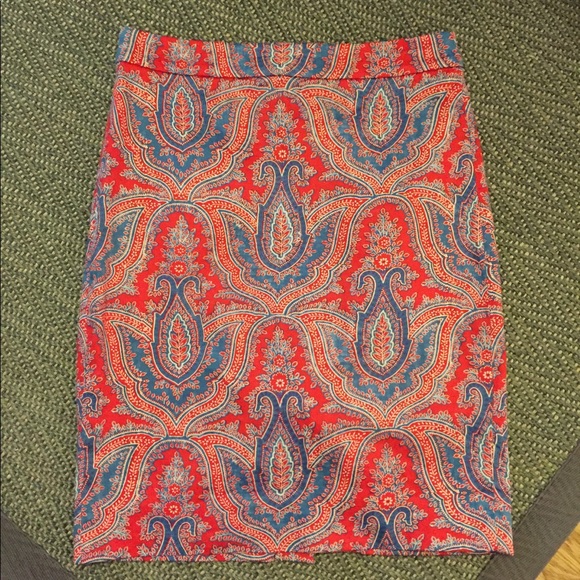 J. Crew Dresses & Skirts - J. Crew paisley red/blue pencil skirt.